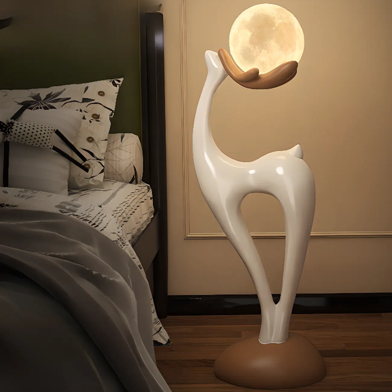 3 Color Light Deer-Shaped LED Floor Lamp for Bedroom Decor Image - 2 | homeyfad
