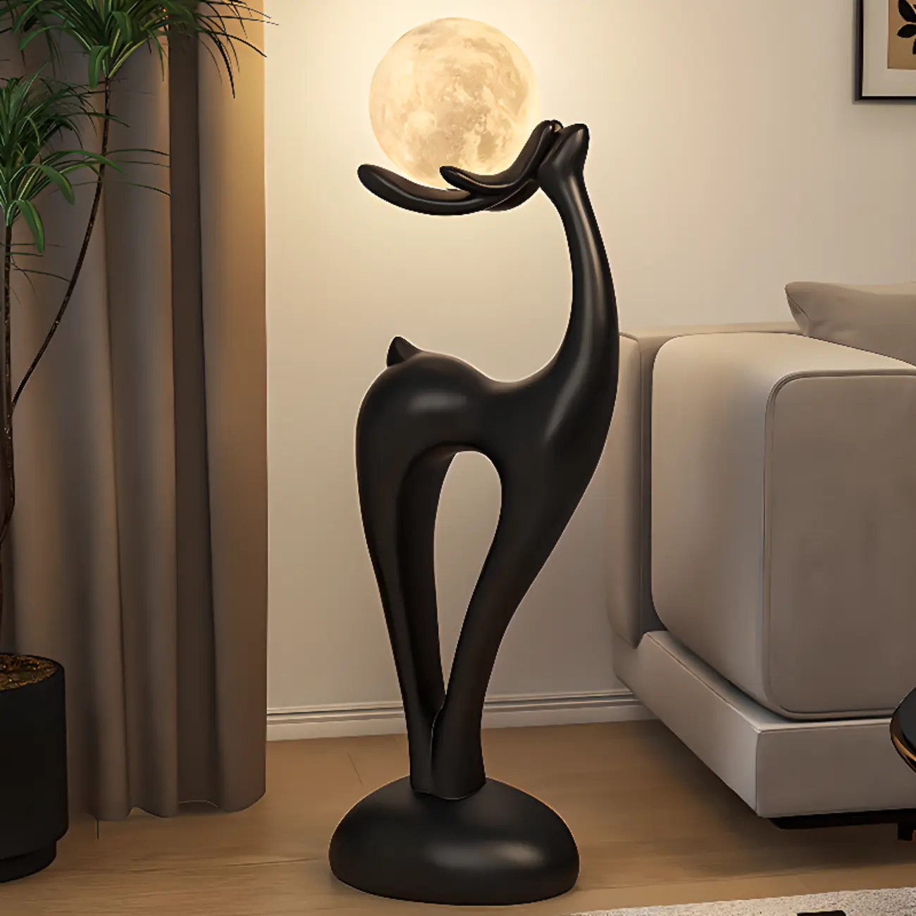 3 Color Light Deer-Shaped LED Floor Lamp for Bedroom Decor Image - 2 | homeyfad