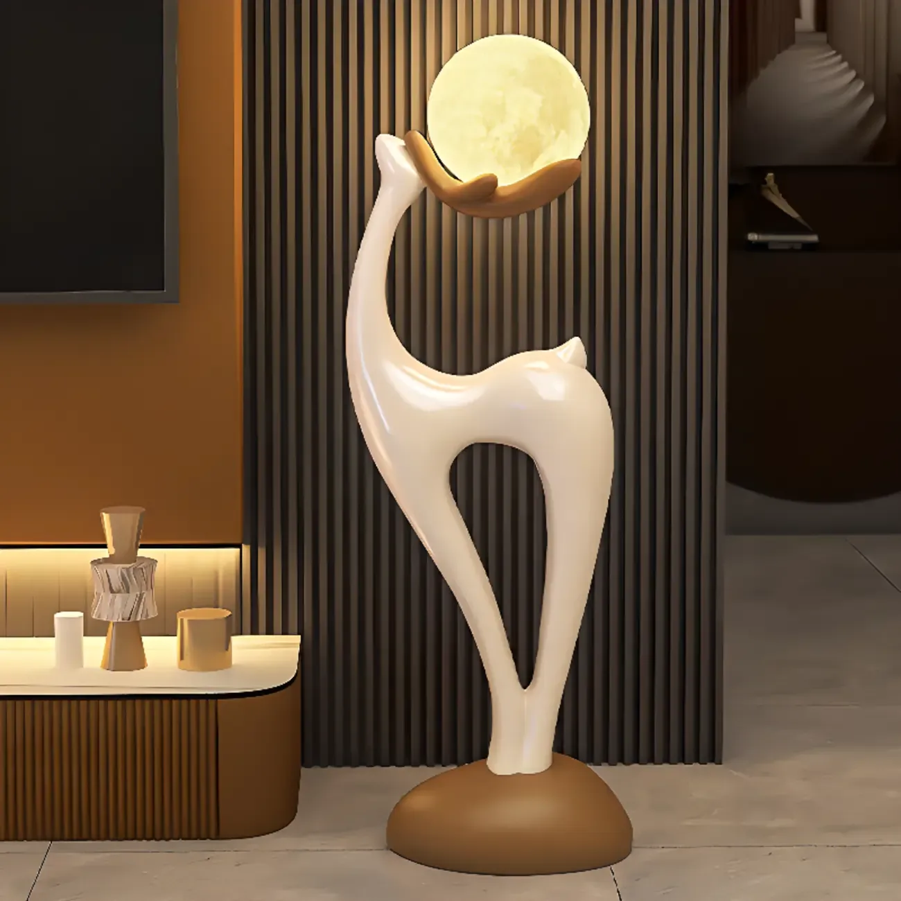 3 Color Light Deer-Shaped LED Floor Lamp for Bedroom Decor Image - 3