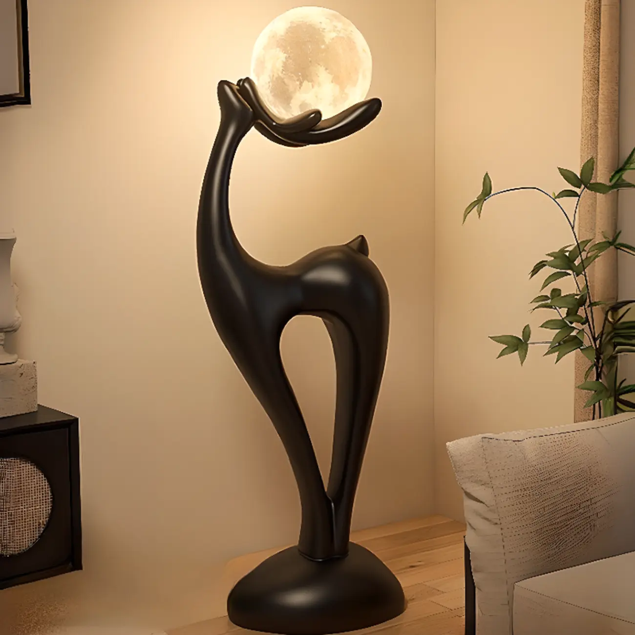 3 Color Light Deer-Shaped LED Floor Lamp for Bedroom Decor Image - 4 | homeyfad