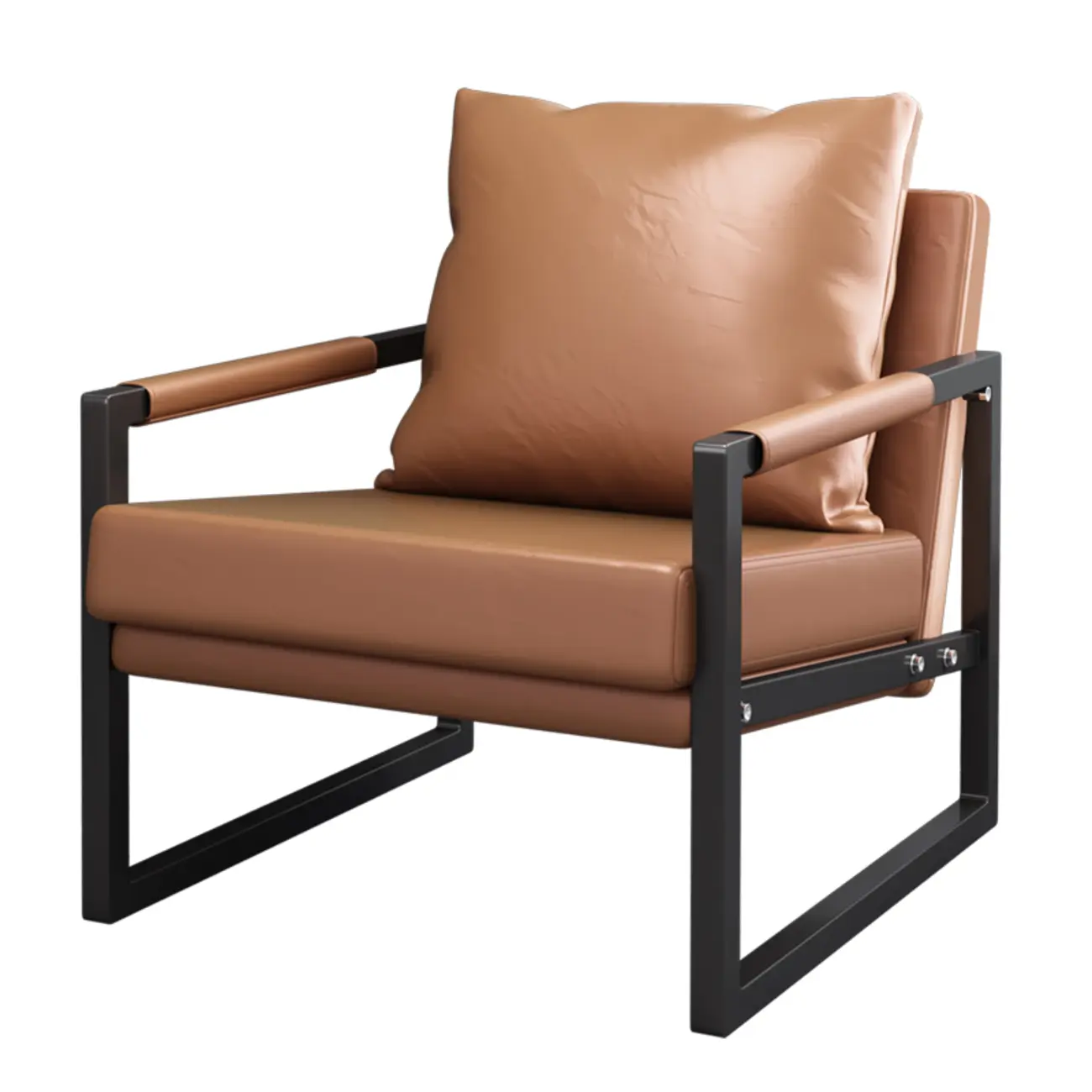 Modern Fabric Square Arm Accent Chair with Pillow Back Image - 3 | homeyfad