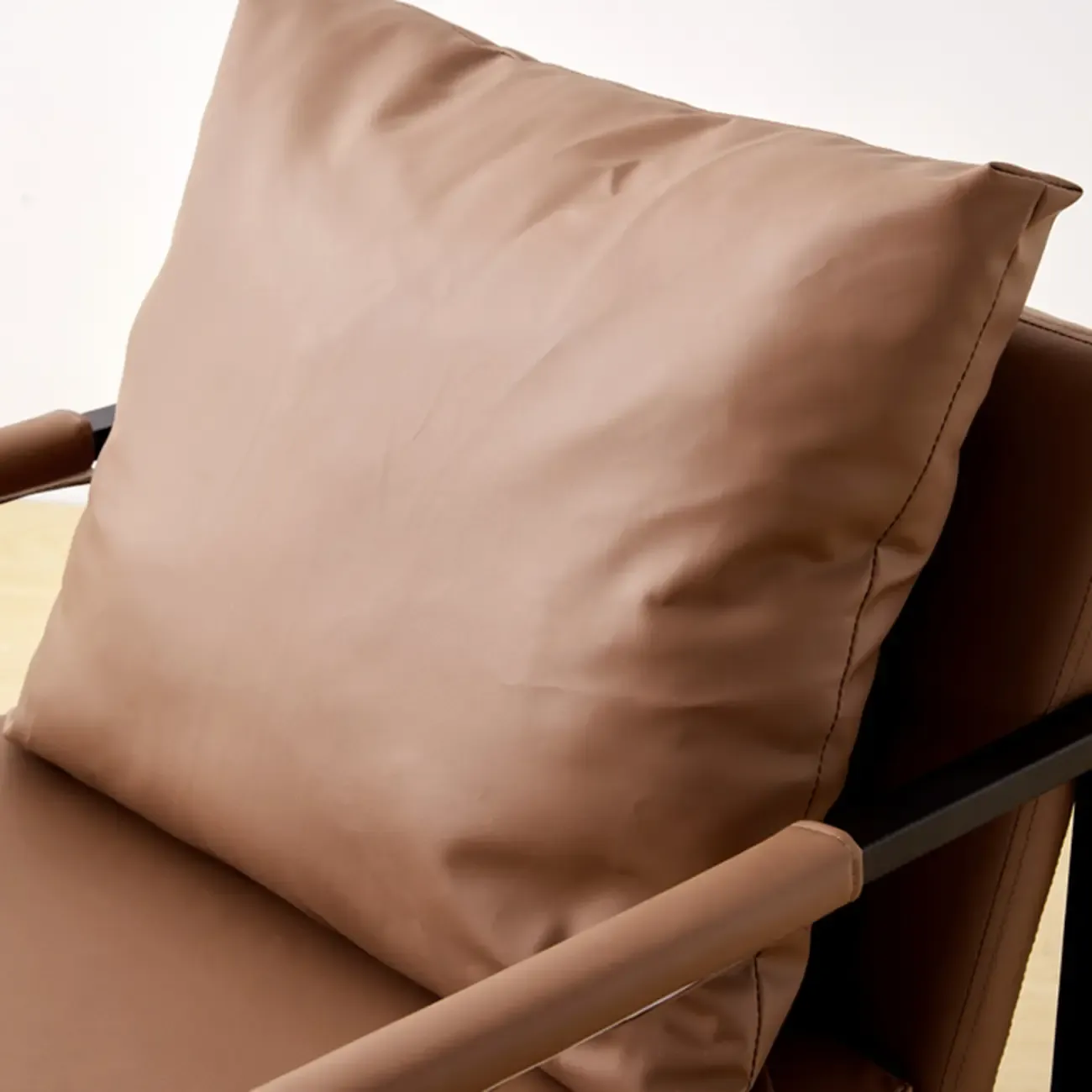 Modern Fabric Square Arm Accent Chair with Pillow Back Image - 6