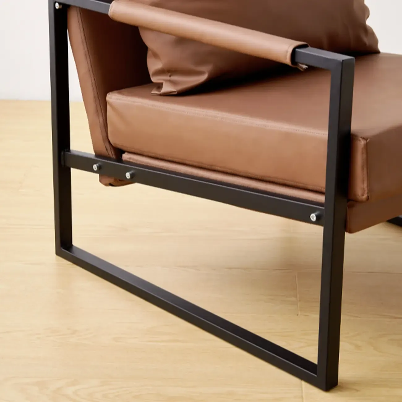 Modern Fabric Square Arm Accent Chair with Pillow Back Image - 10