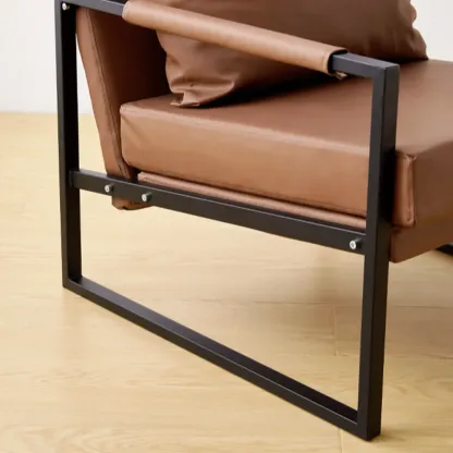 Modern Fabric Square Arm Accent Chair with Pillow Back Image - 10