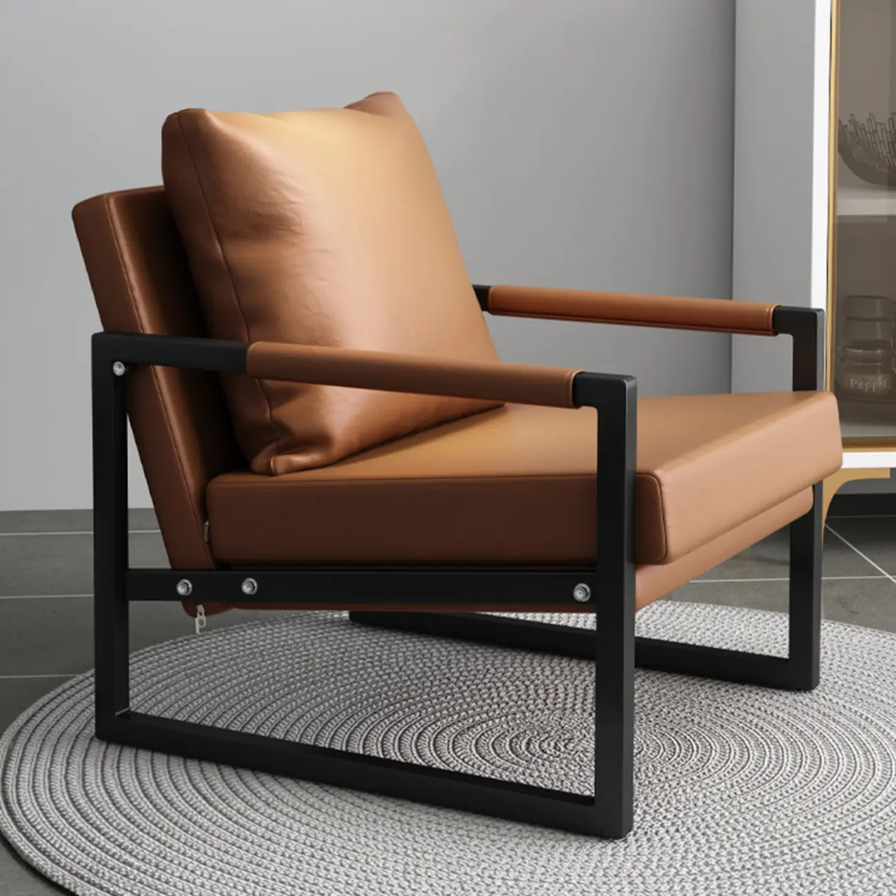 Modern Fabric Square Arm Accent Chair with Pillow Back Image - 15 | homeyfad