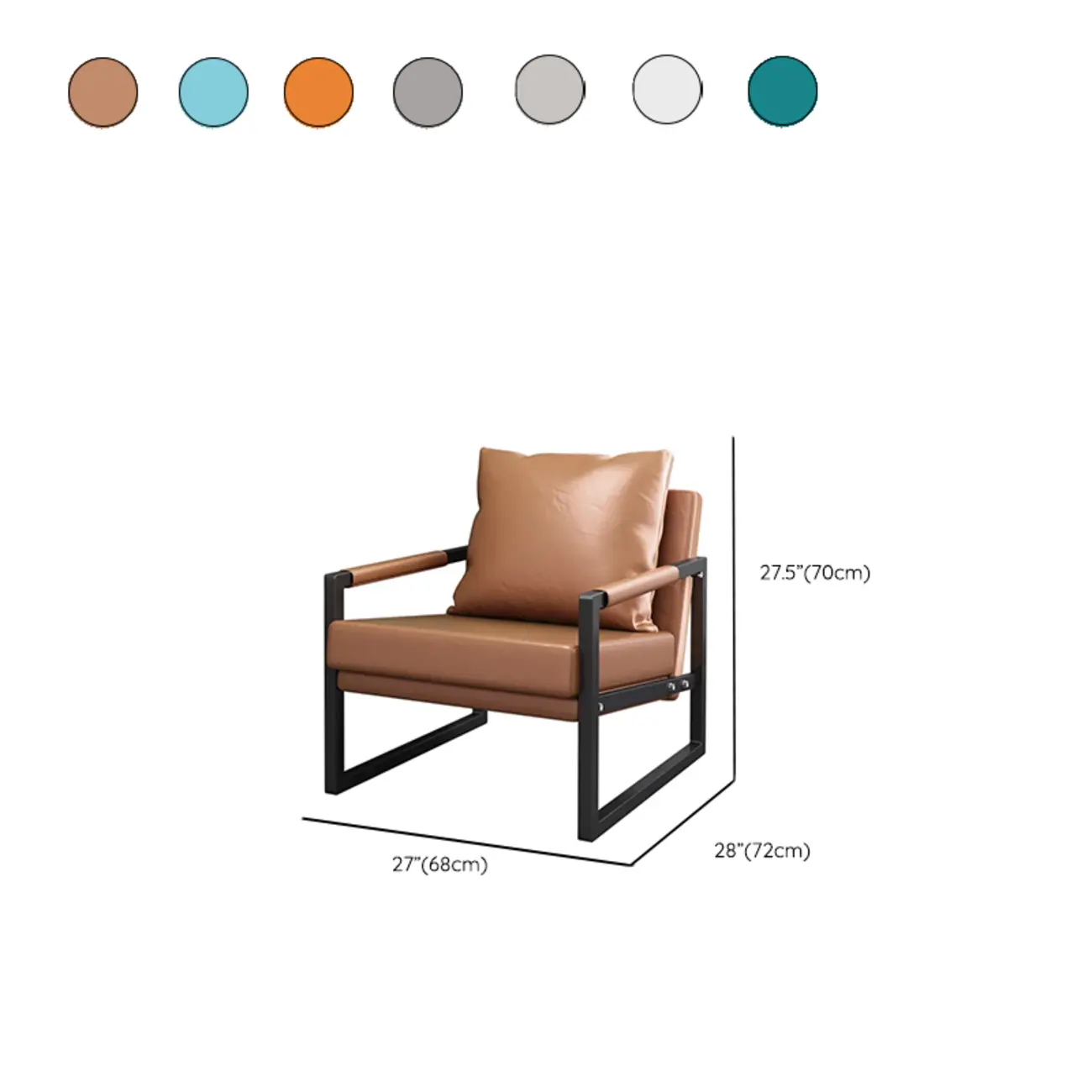 Modern Fabric Square Arm Accent Chair with Pillow Back #size | homeyfad