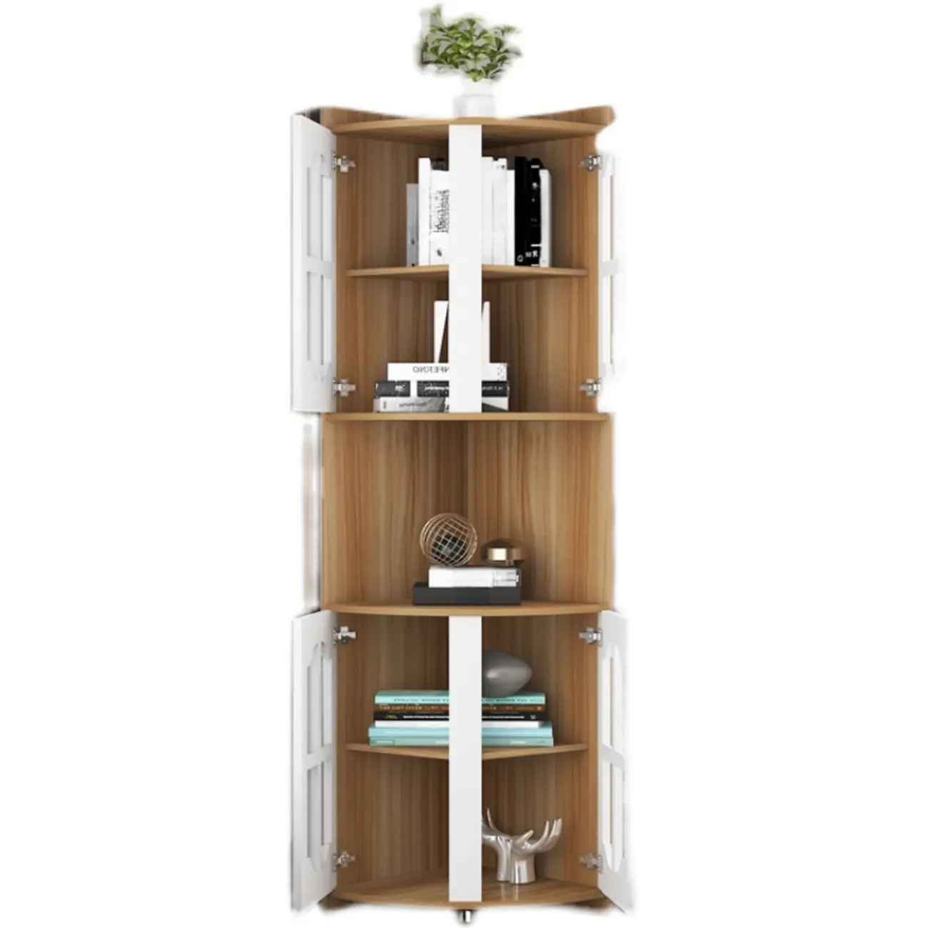 Stylish Vermilion White Wooden Utility Storage Corner Cabinet Image - 7 | homeyfad