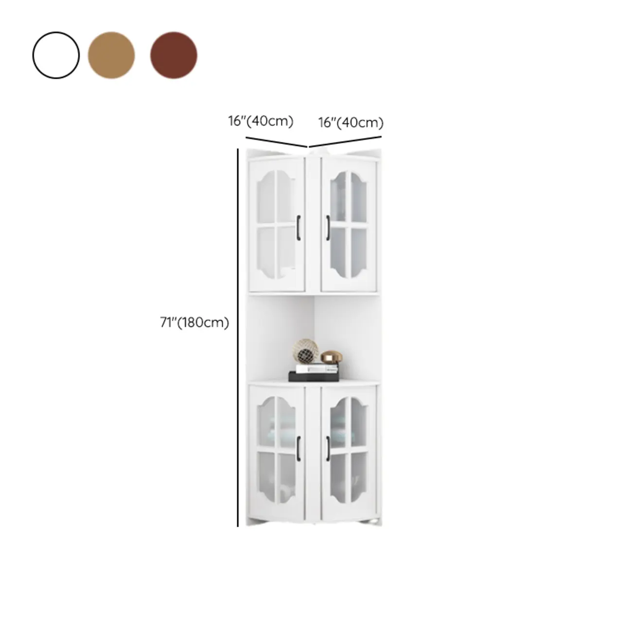 Stylish Vermilion White Wooden Utility Storage Corner Cabinet #size