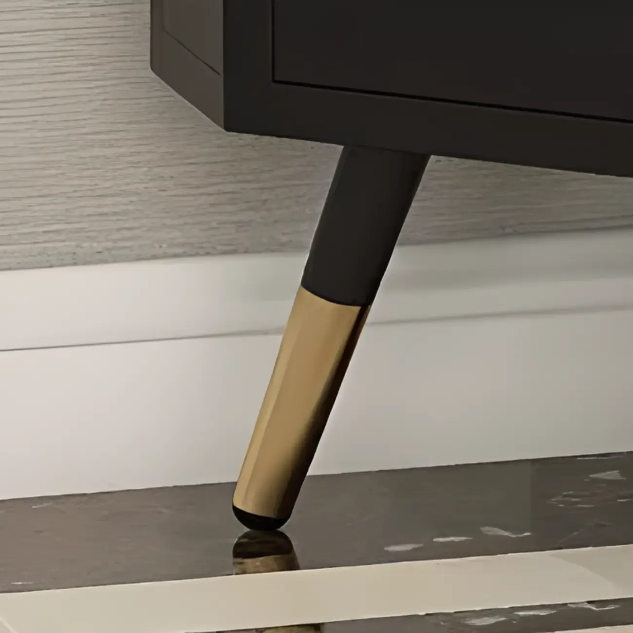 Elegant White Black Faux Marble Top Arch Glass Corner Cabinet Image - 7