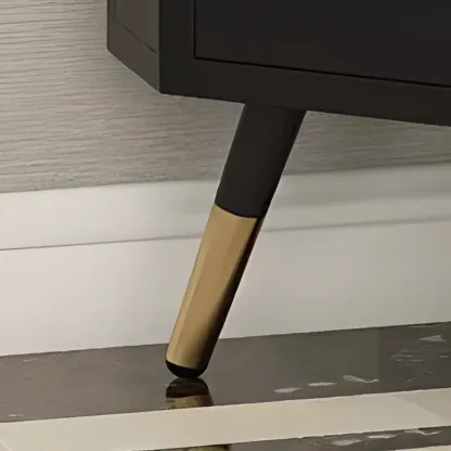 Elegant White Black Faux Marble Top Arch Glass Corner Cabinet Image - 7