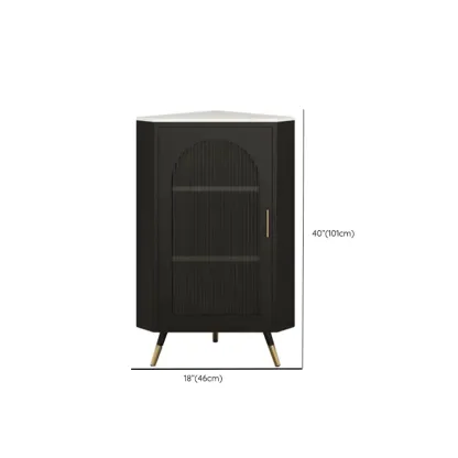 Elegant White Black Faux Marble Top Arch Glass Corner Cabinet #size