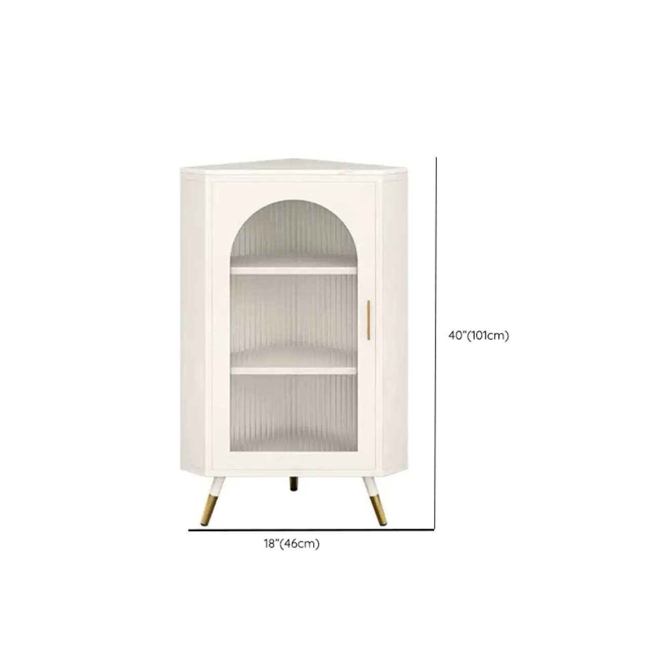 Elegant White Black Faux Marble Top Arch Glass Corner Cabinet Image - 15 | homeyfad