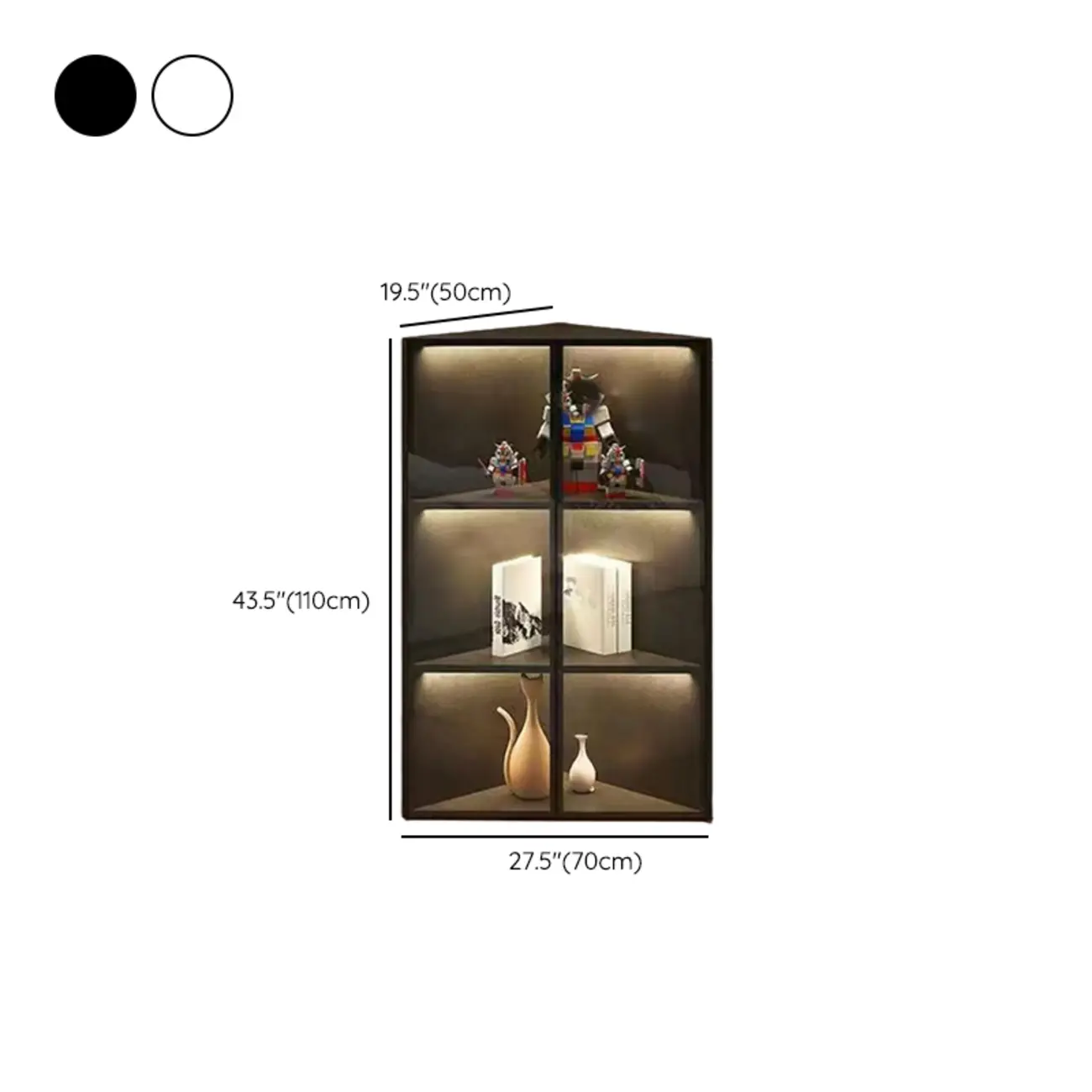 Modern Grey Metal Wood Corner Display Cabinet with Glass Door Image - 23 | homeyfad