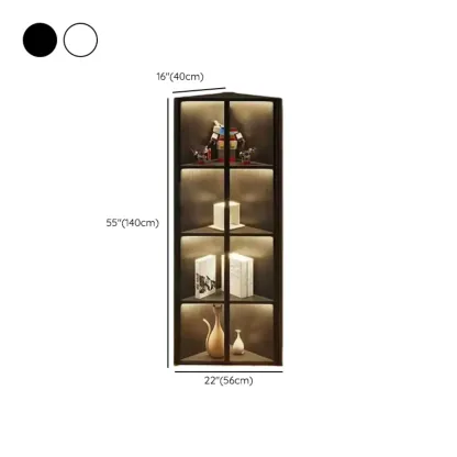Modern Grey Metal Wood Corner Display Cabinet with Glass Door Image - 25