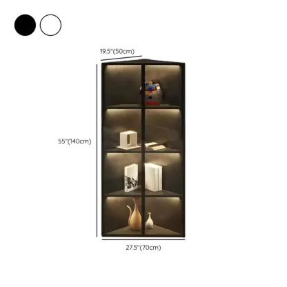Modern Grey Metal Wood Corner Display Cabinet with Glass Door Image - 26