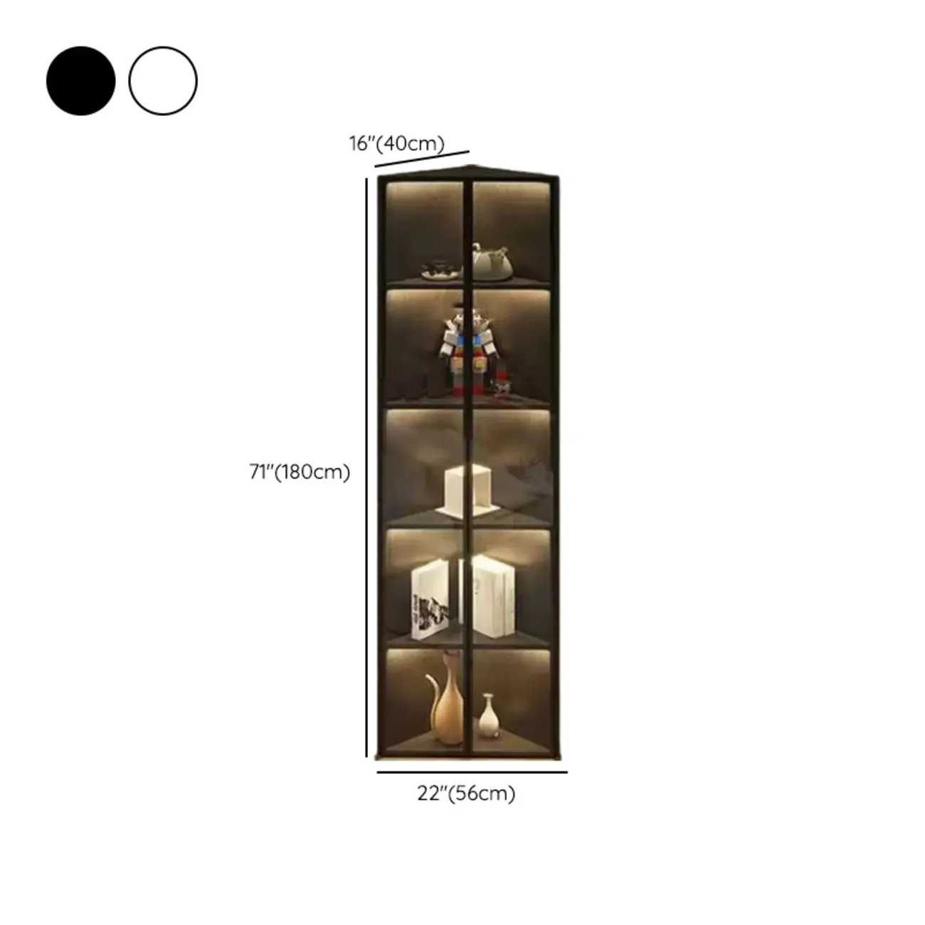 Modern Grey Metal Wood Corner Display Cabinet with Glass Door Image - 28 | homeyfad