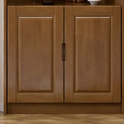 Classic Nut-Brown Wood Groove Handle Corner Storage Cabinet Image - 7