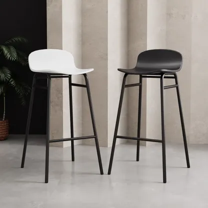Minimalist Plastic Bar Stools with Metal Frame Image - 1