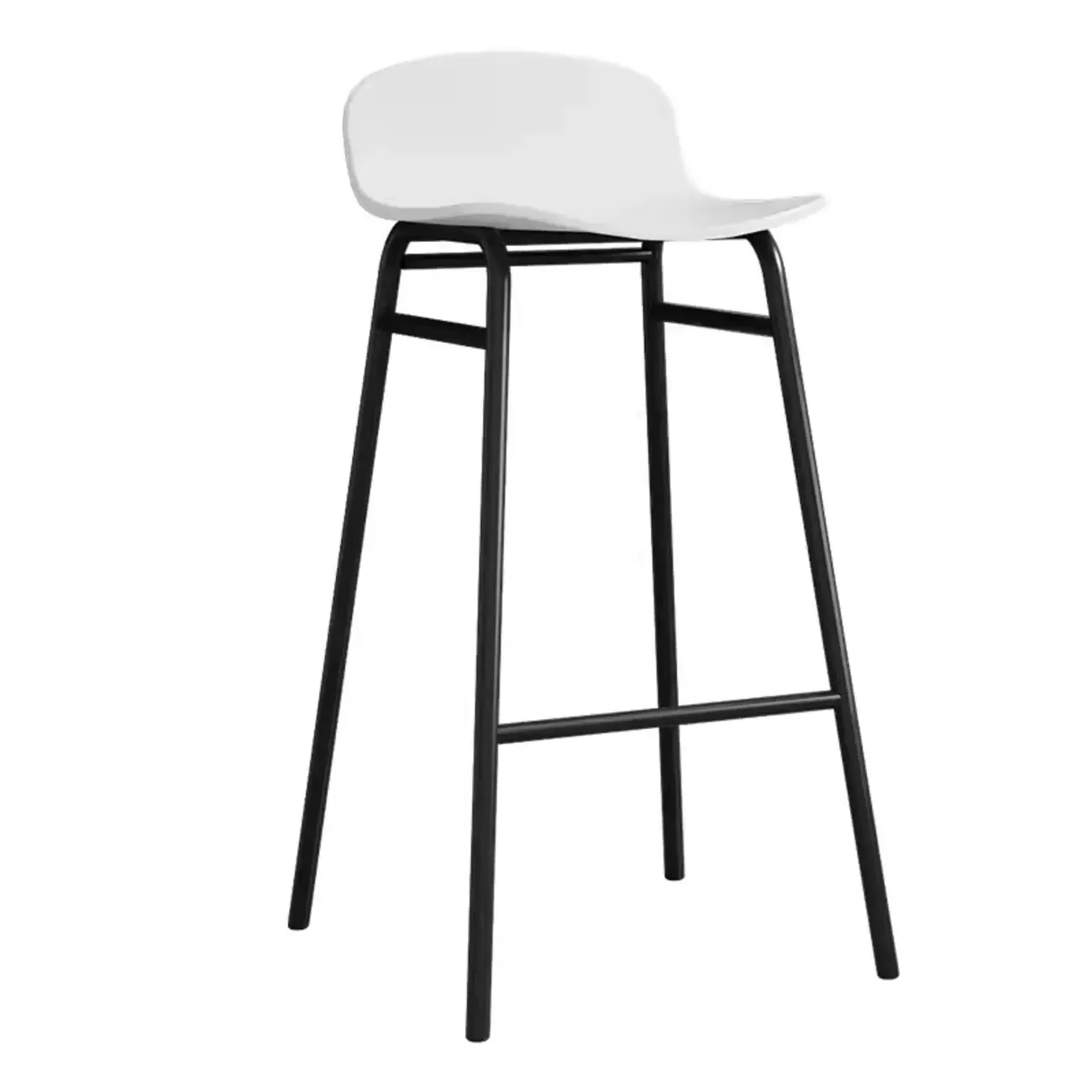 Minimalist Plastic Bar Stools with Metal Frame Image - 7