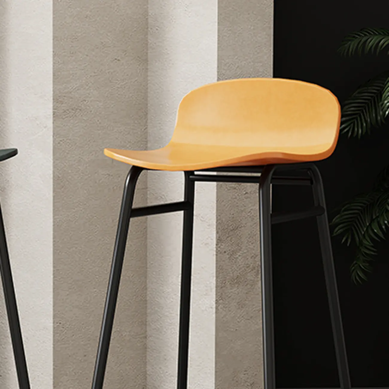 Minimalist Plastic Bar Stools with Metal Frame Image - 3 | homeyfad