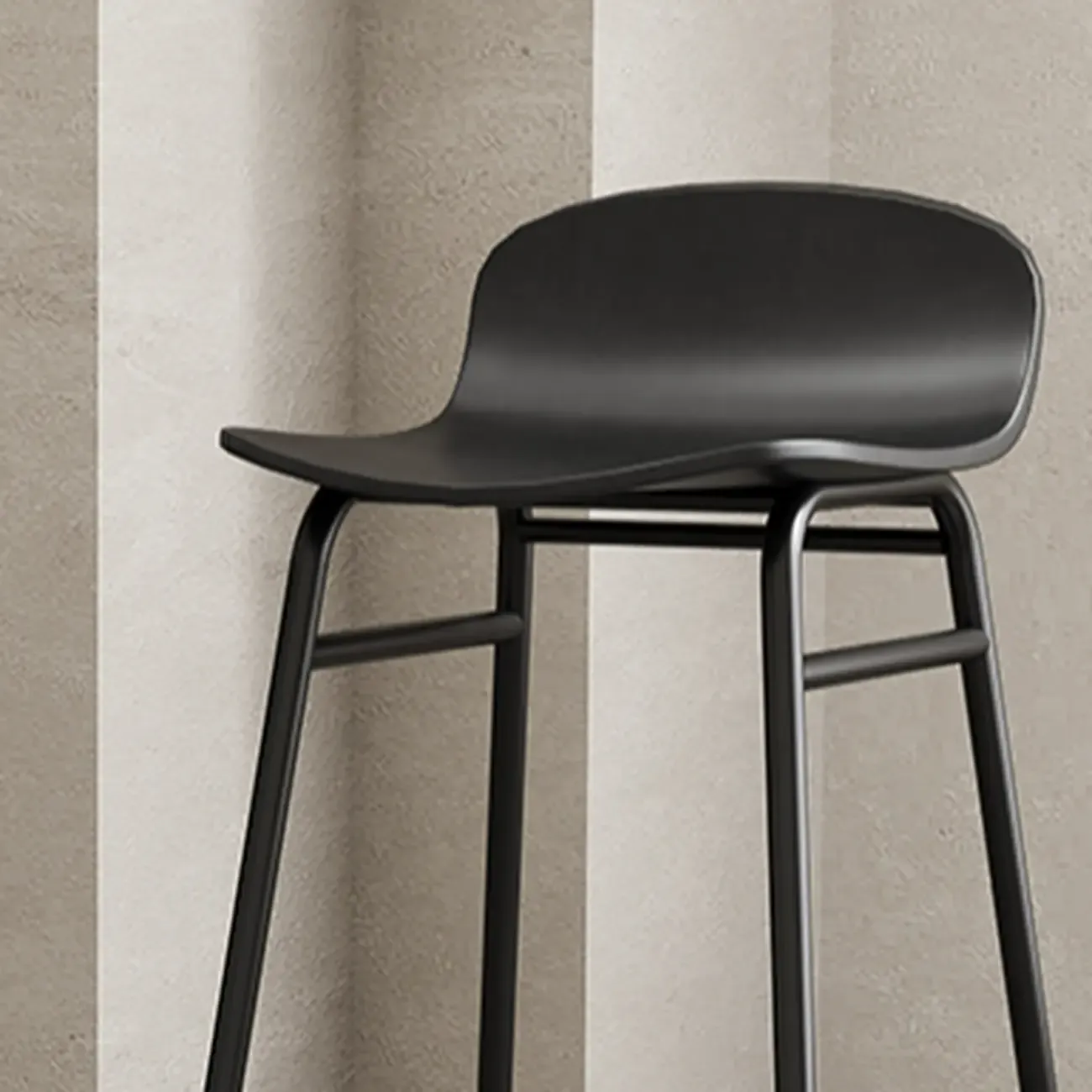 Minimalist Plastic Bar Stools with Metal Frame Image - 4