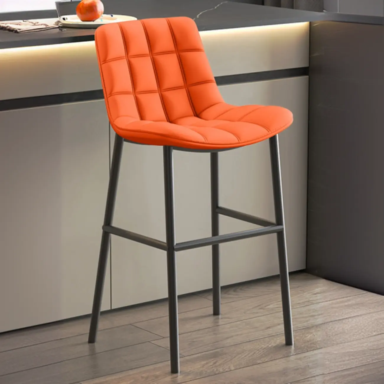 Concave Modern Low Back Leather Counter Bar Stools Image - 2 | homeyfad