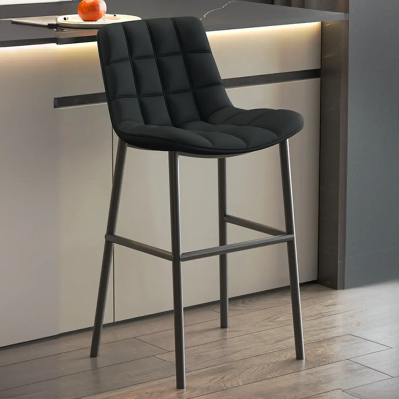 Concave Modern Low Back Leather Counter Bar Stools Image - 3 | homeyfad