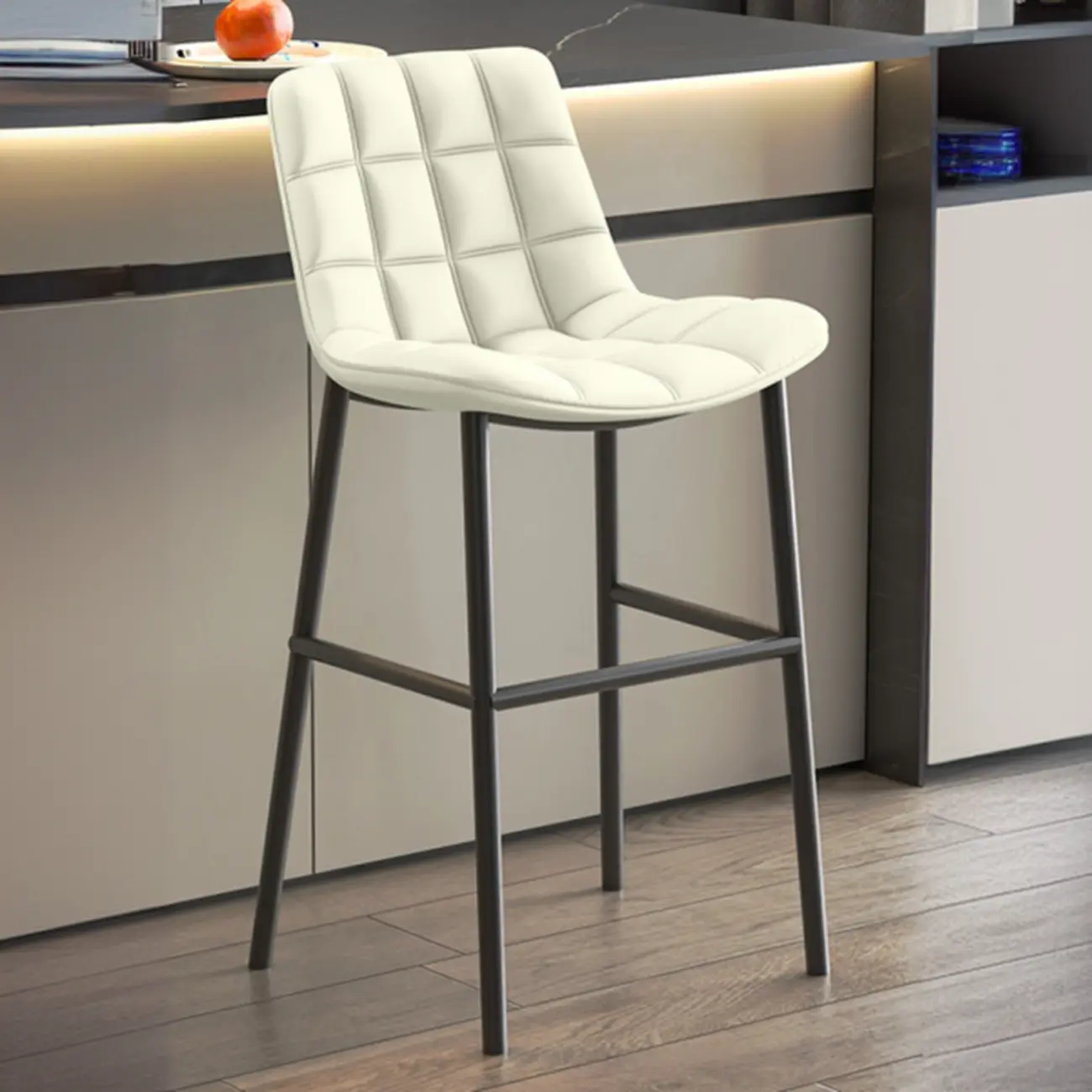 Concave Modern Low Back Leather Counter Bar Stools Image - 5 | homeyfad