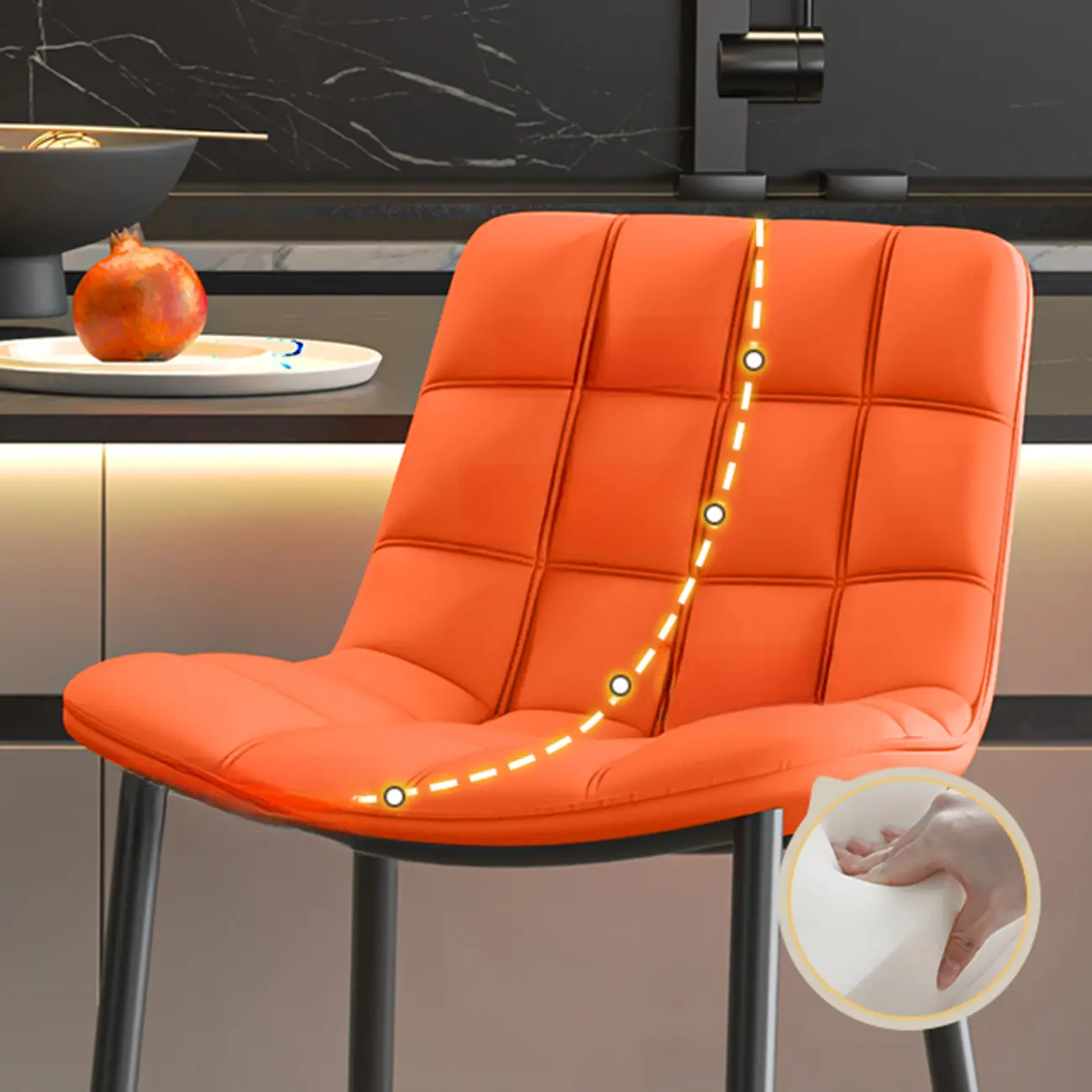 Concave Modern Low Back Leather Counter Bar Stools Image - 6 | homeyfad