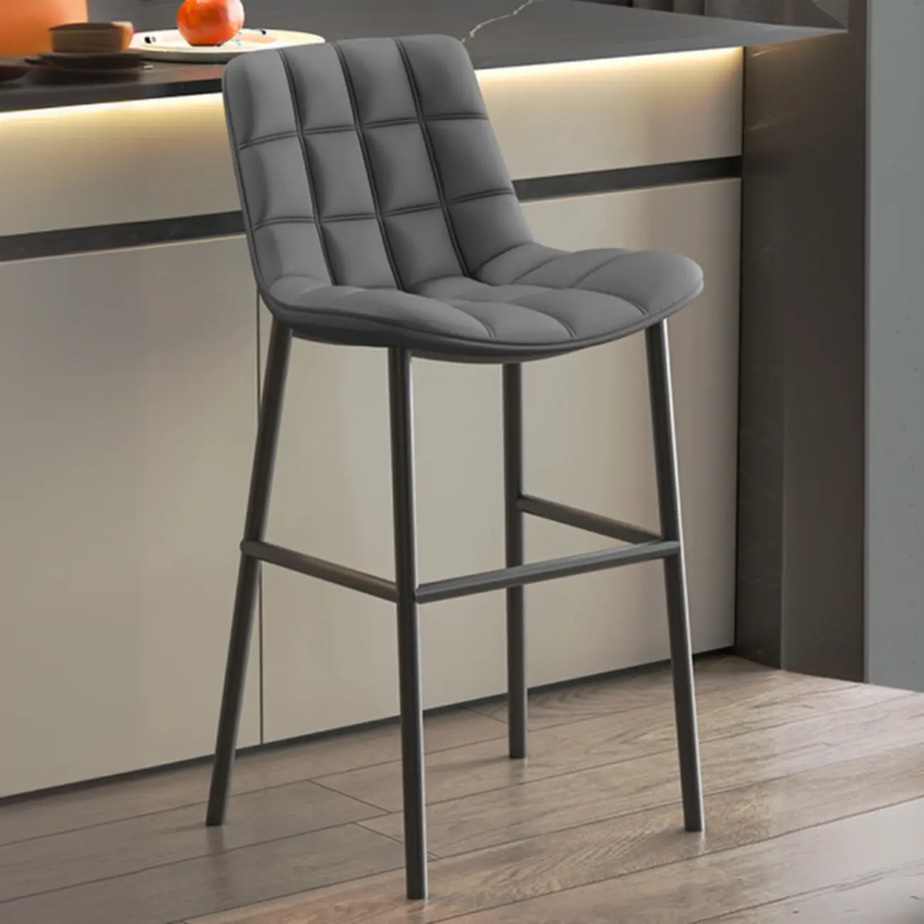 Concave Modern Low Back Leather Counter Bar Stools Image - 8 | homeyfad