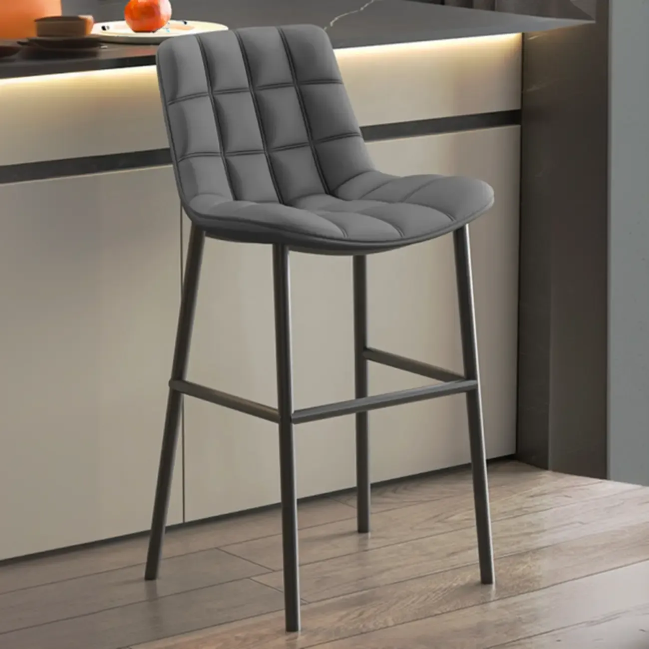 Concave Modern Low Back Leather Counter Bar Stools Image - 8