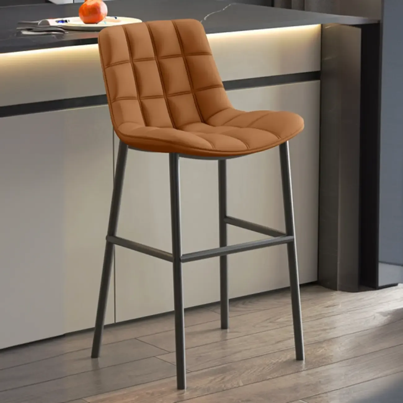 Concave Modern Low Back Leather Counter Bar Stools Image - 10