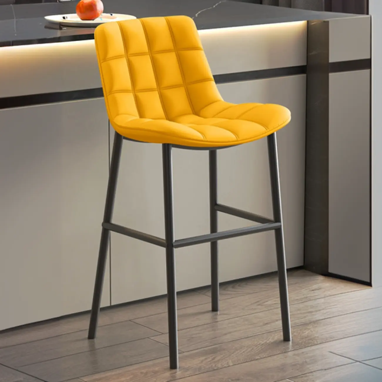 Concave Modern Low Back Leather Counter Bar Stools Image - 11 | homeyfad