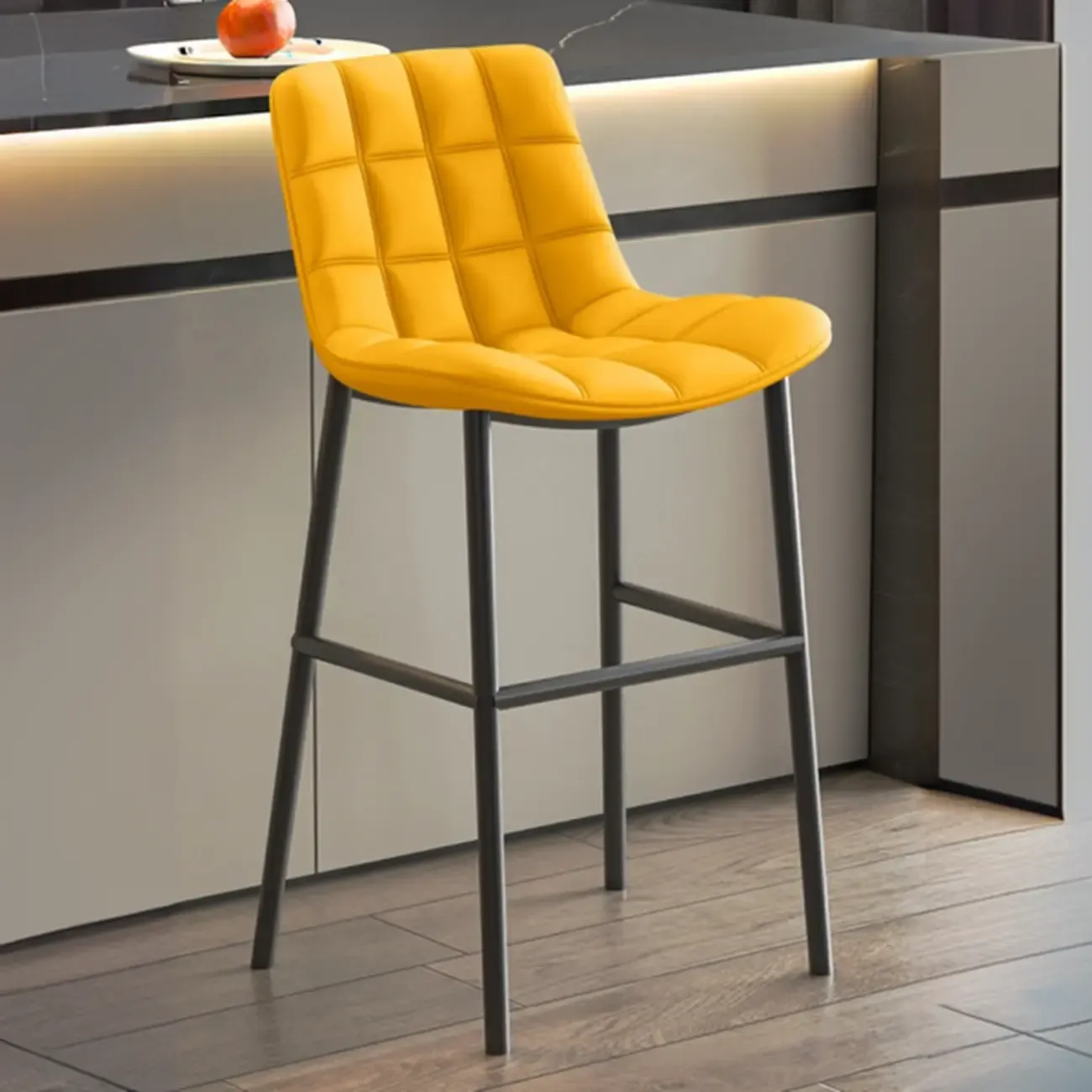 Concave Modern Low Back Leather Counter Bar Stools Image - 11