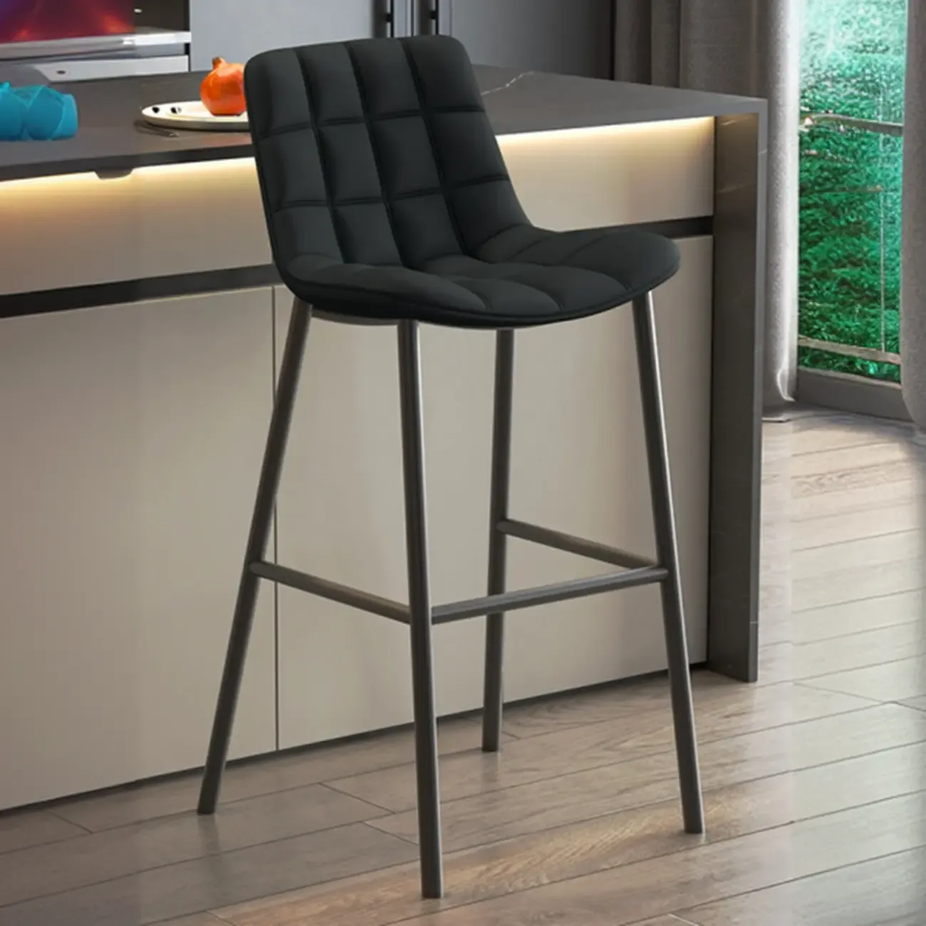 Concave Modern Low Back Leather Counter Bar Stools Image - 14