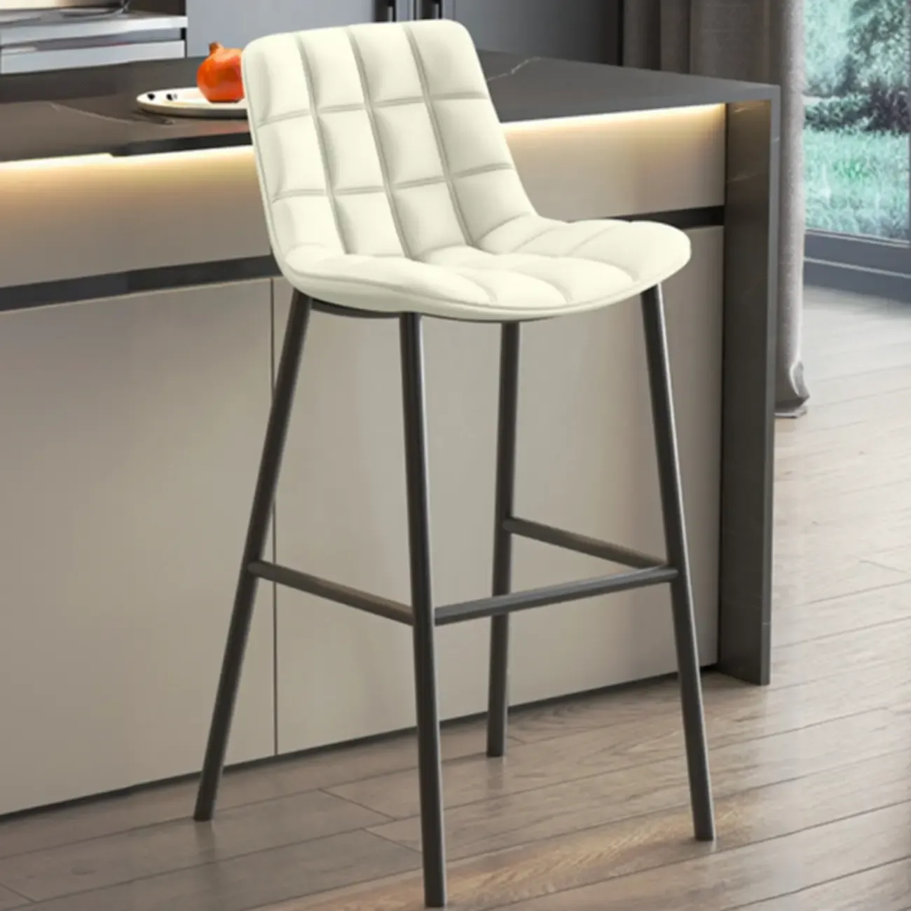 Concave Modern Low Back Leather Counter Bar Stools Image - 15