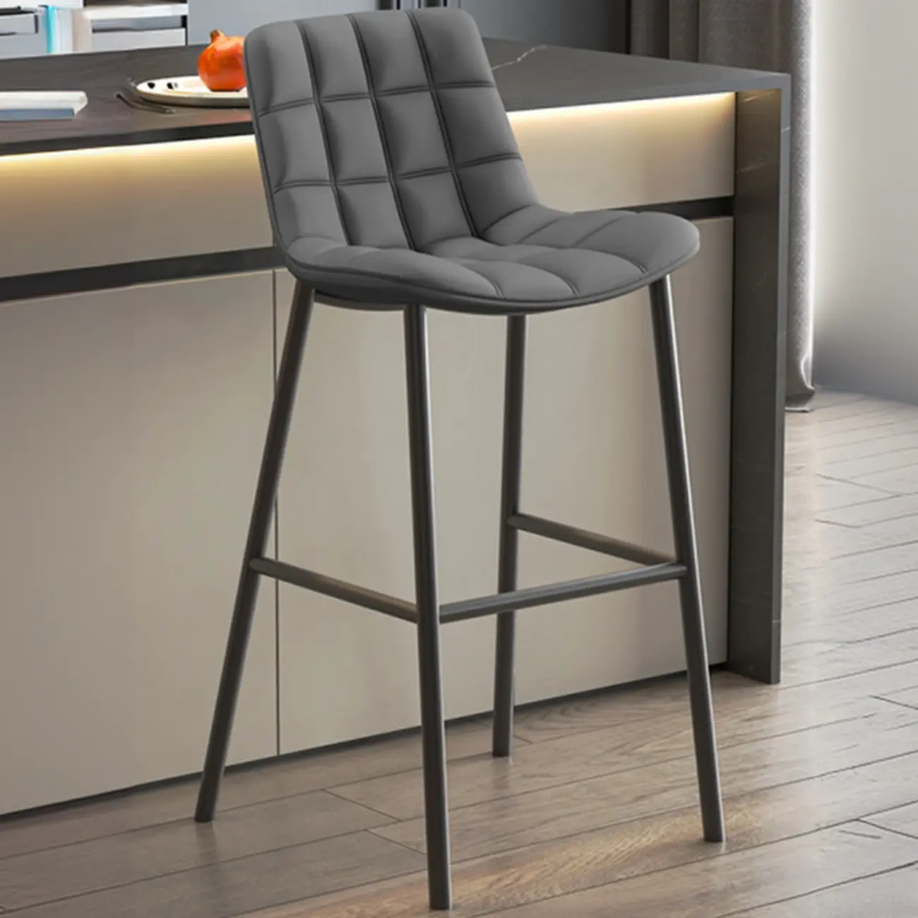 Concave Modern Low Back Leather Counter Bar Stools Image - 16 | homeyfad