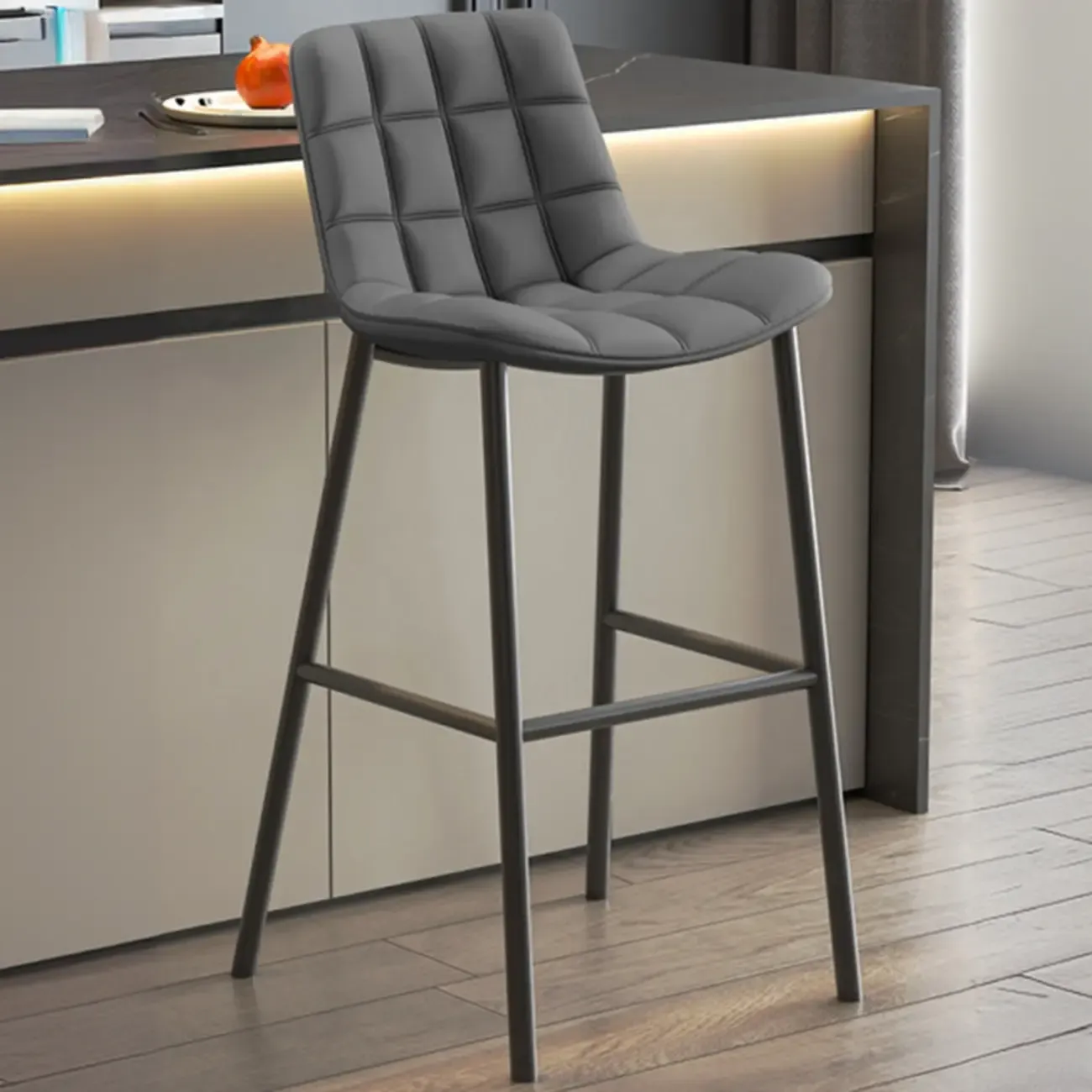 Concave Modern Low Back Leather Counter Bar Stools Image - 16