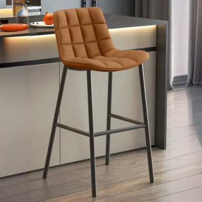 Concave Modern Low Back Leather Counter Bar Stools Image - 18