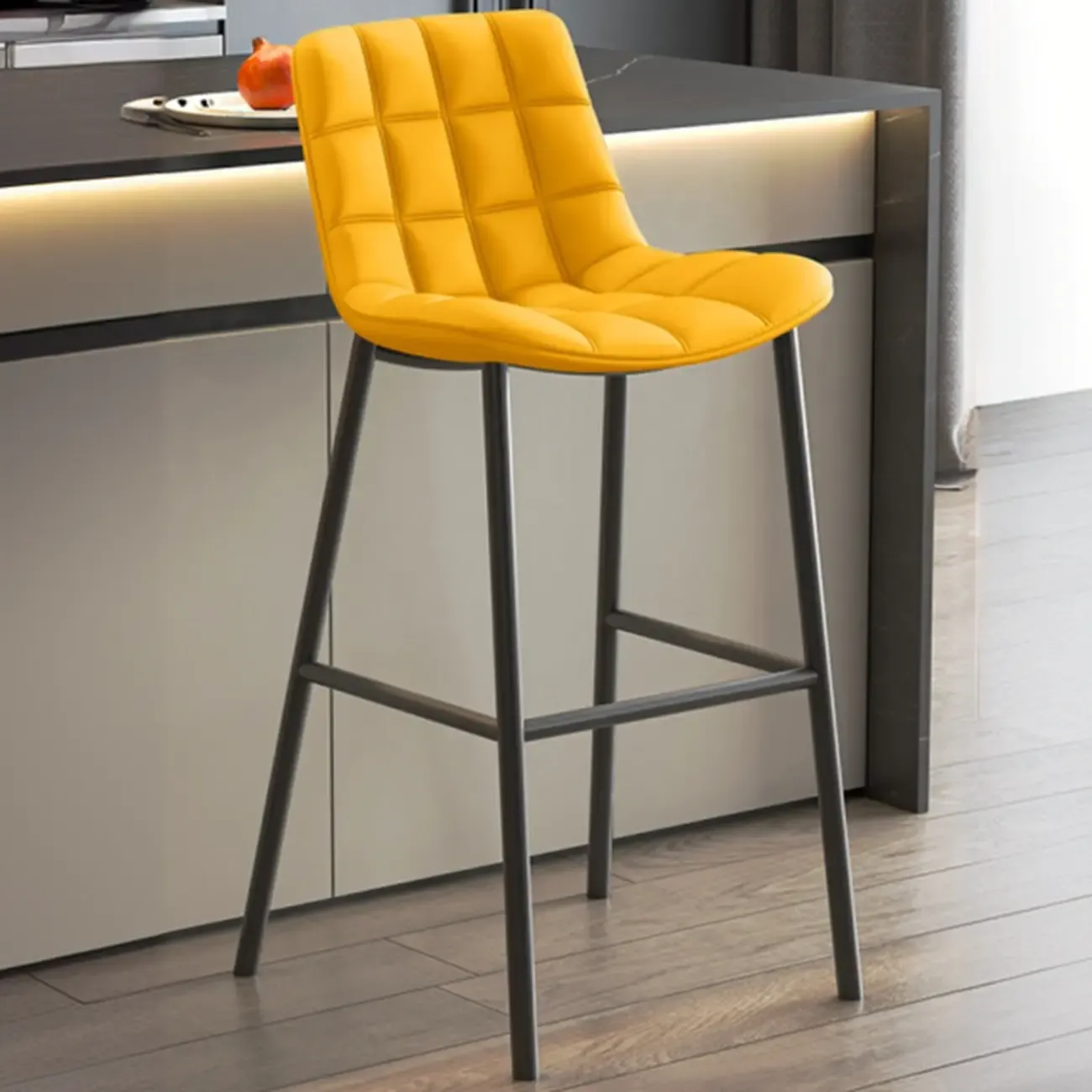 Concave Modern Low Back Leather Counter Bar Stools Image - 19