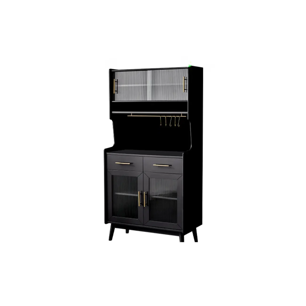 Tall Wooden Black Glass Doors Kitchen Sideboards Image - 13