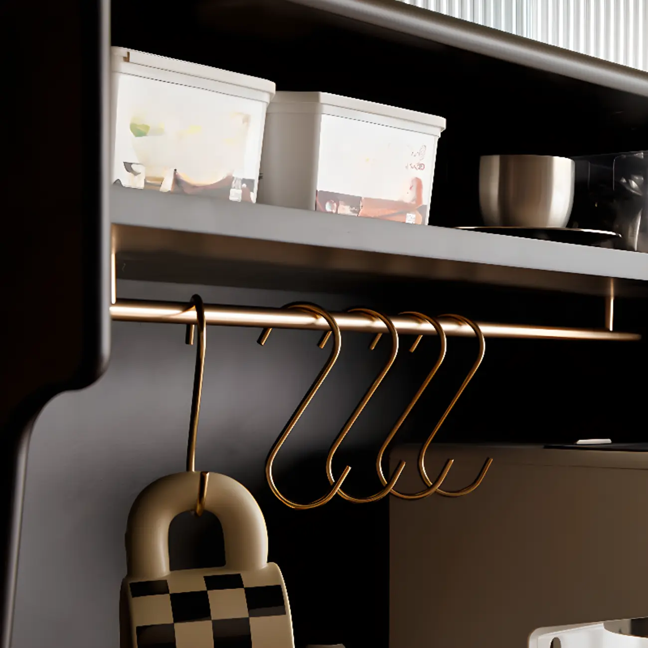 Tall Wooden Black Glass Doors Kitchen Sideboards Image - 7 | homeyfad