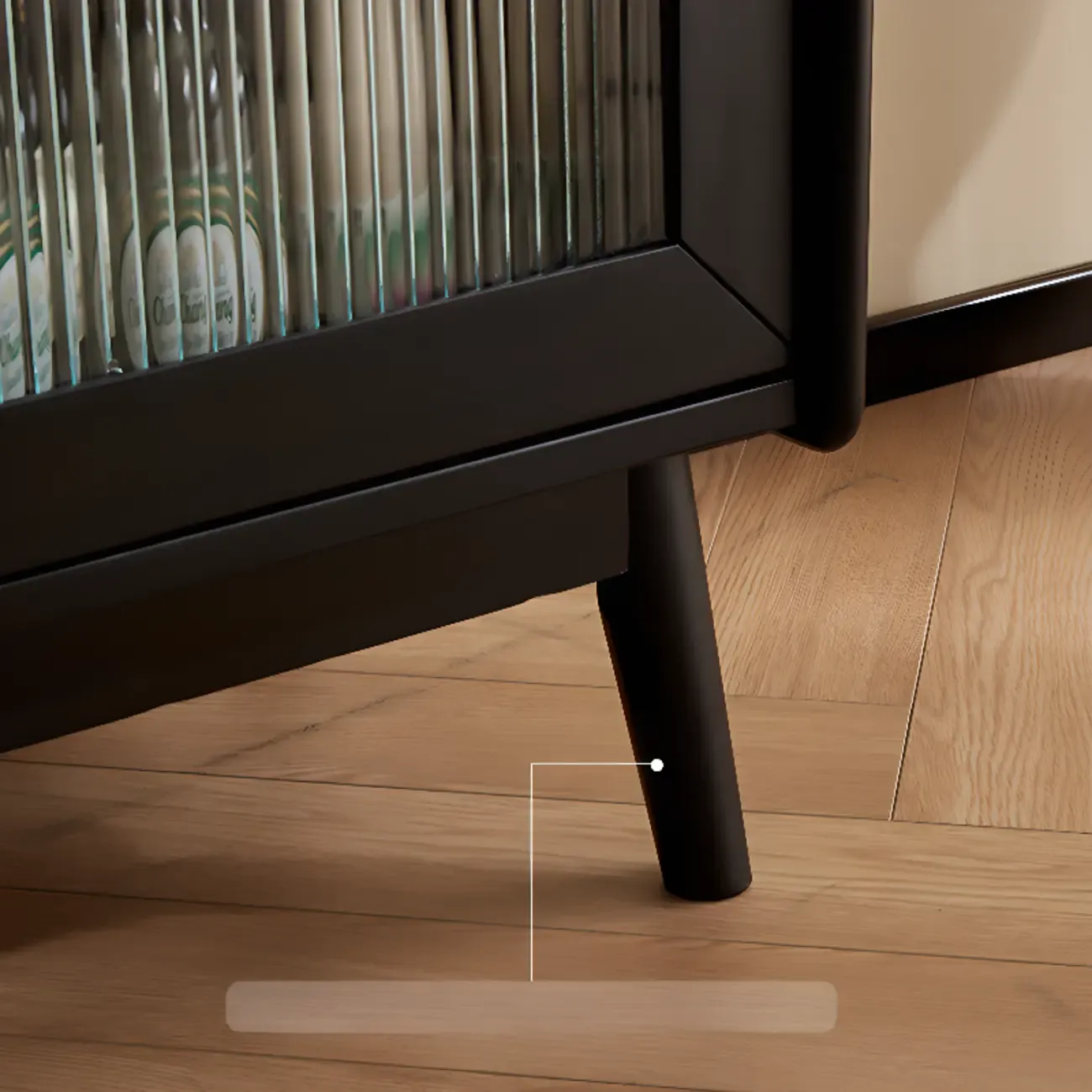 Tall Wooden Black Glass Doors Kitchen Sideboards Image - 5