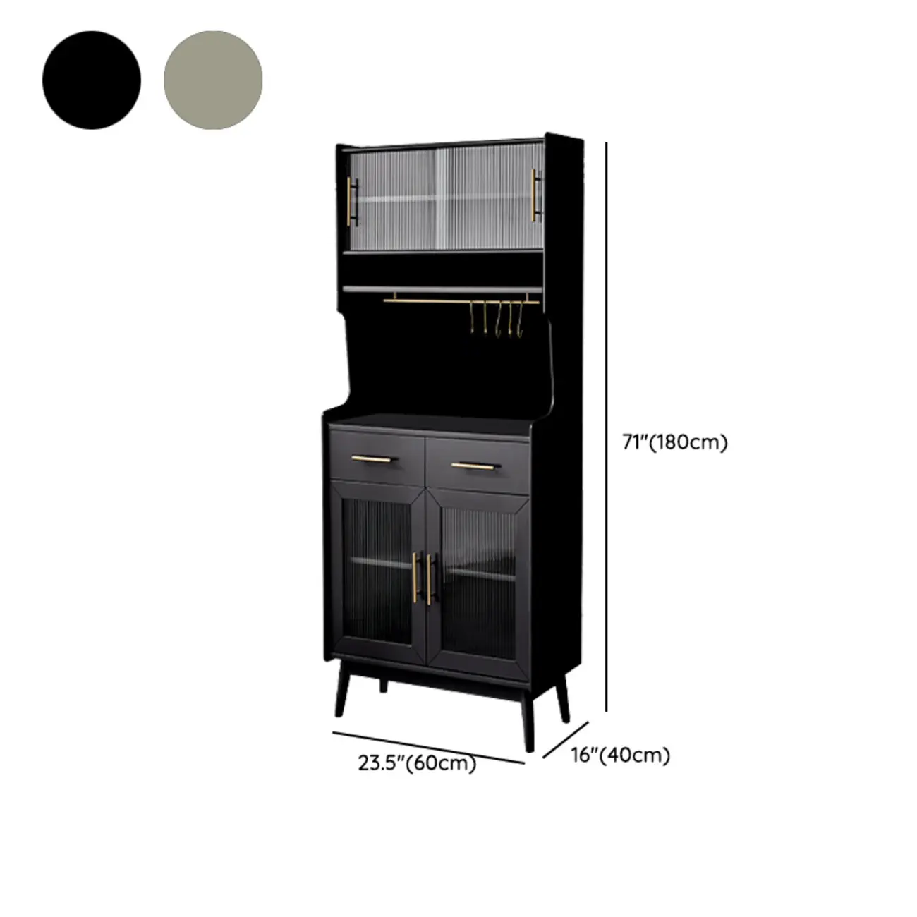 Tall Wooden Black Glass Doors Kitchen Sideboards #size | homeyfad