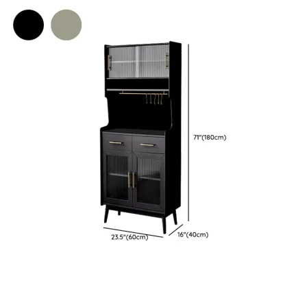Tall Wooden Black Glass Doors Kitchen Sideboards #size