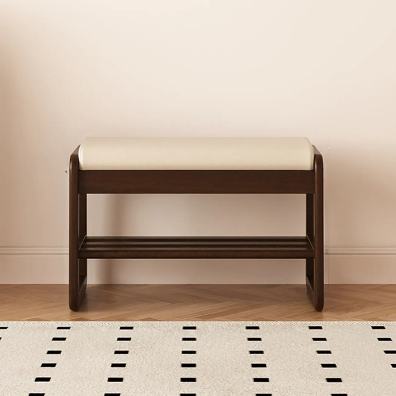 Modern Black Upholstered Shoe Bench with Storage Shelves Image - 14 | homeyfad