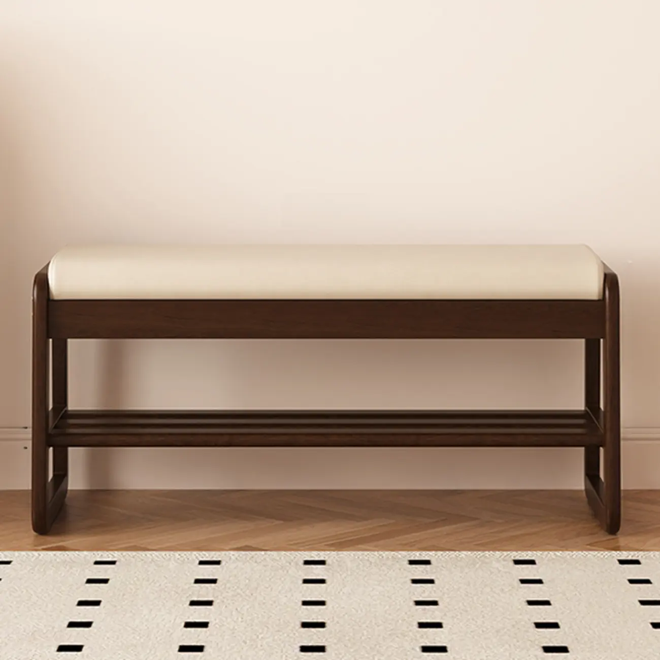 Modern Black Upholstered Shoe Bench with Storage Shelves Image - 15 | homeyfad