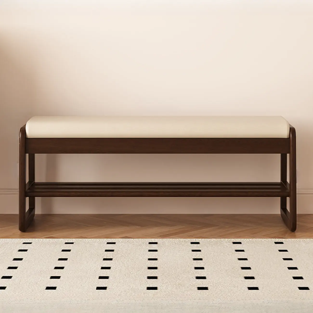 Modern Black Upholstered Shoe Bench with Storage Shelves Image - 16 | homeyfad