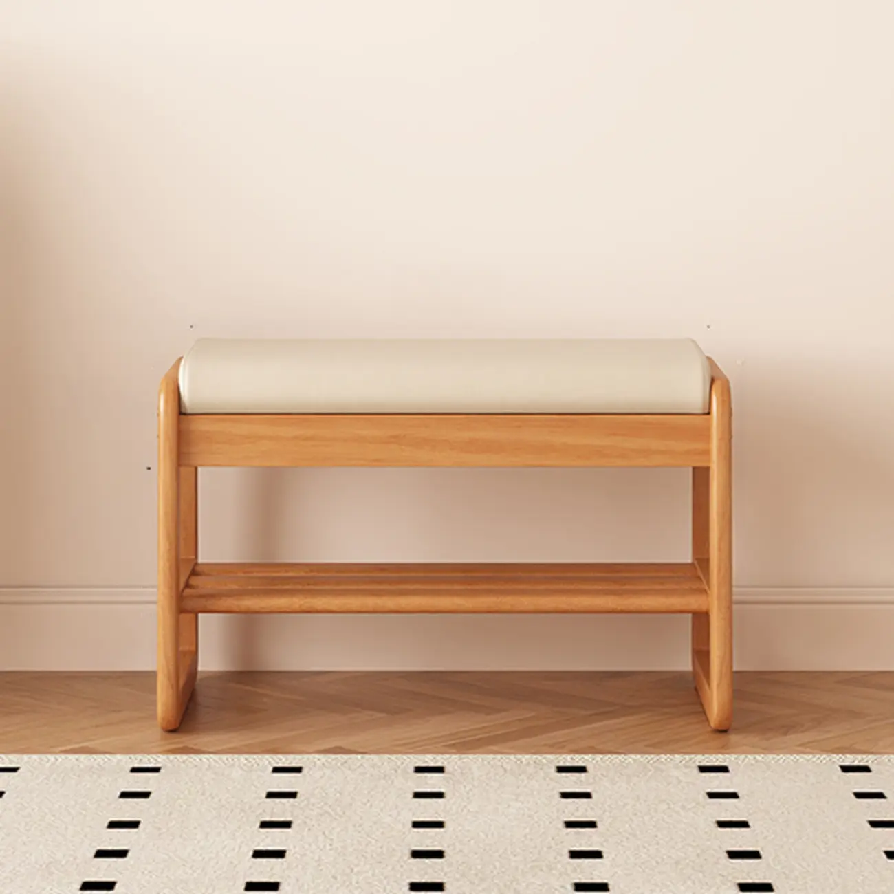 Modern Black Upholstered Shoe Bench with Storage Shelves Image - 18 | homeyfad