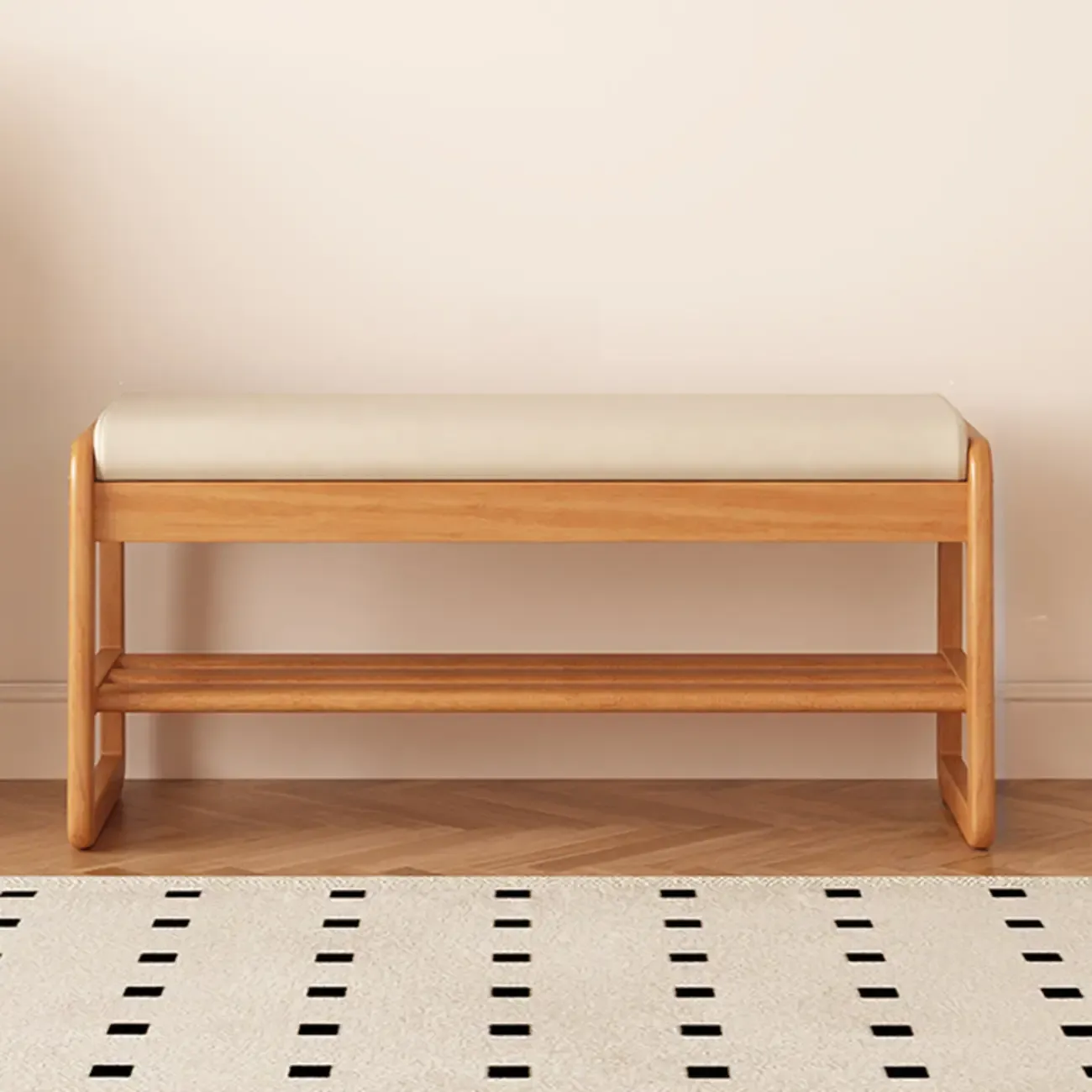 Modern Black Upholstered Shoe Bench with Storage Shelves | HomeyFad